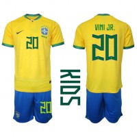 Brazília Vinicius Junior #20 Domáci Detský futbalový dres MS 2022 Krátky Rukáv (+ trenírky)